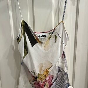 GANNI Floral Print Women's Top - White and Pink